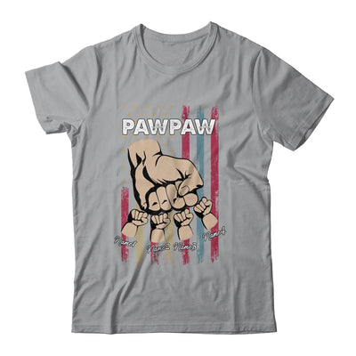 Personalized Awesome Pawpaw Grandkids With Name Custom Hands Fist Bump Flag Fathers Day Birthday Christmas Shirt & Hoodie | teecentury