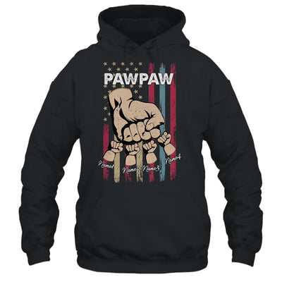 Personalized Awesome Pawpaw Grandkids With Name Custom Hands Fist Bump Flag Fathers Day Birthday Christmas Shirt & Hoodie | teecentury