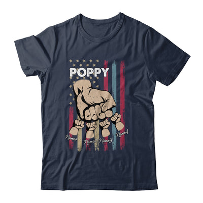 Personalized Awesome Poppy Grandkids With Name Custom Hands Fist Bump Flag Fathers Day Birthday Christmas Shirt & Hoodie | teecentury