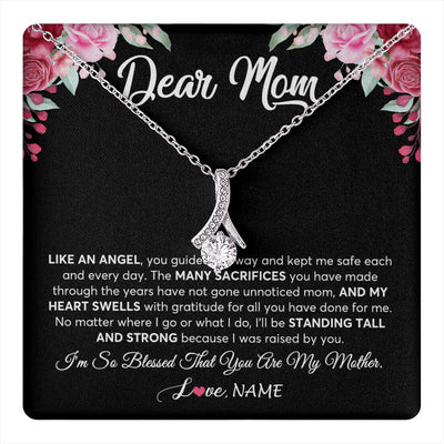 Alluring Beauty Necklace 14K White Gold Finish | 1 | Personalized Dear Mom Necklace From Daughter Son Like An Angel Mom Mothers Day Women Birthday Thanksgiving Christmas Jewelry Customized Gift Box Message Card | teecentury