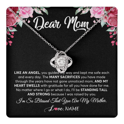 Love Knot Necklace 14K White Gold Finish | 1 | Personalized Dear Mom Necklace From Daughter Son Like An Angel Mom Mothers Day Women Birthday Thanksgiving Christmas Jewelry Customized Gift Box Message Card | teecentury