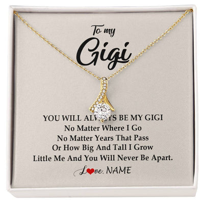Alluring Beauty Necklace 18K Yellow Gold Finish | Personalized Gigi Necklace From Grandkids Granddaughter Grandson You Will Always Be My Gigi Birthday Mothers Day Christmas Customized Gift Box Message Card | teecentury