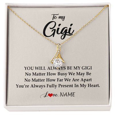 Alluring Beauty Necklace 18K Yellow Gold Finish | Personalized Gigi Necklace From Grandkids Granddaughter Grandson You're Always In My Heart Gigi Birthday Mothers Day Christmas Customized Gift Box Message Card | teecentury