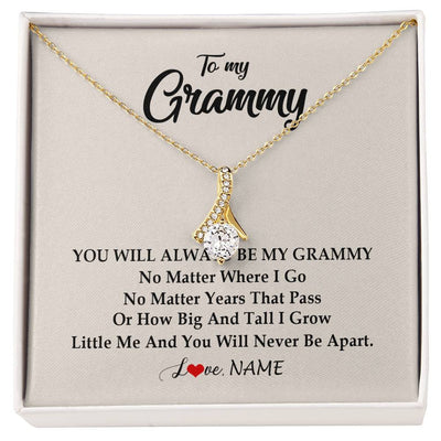 Alluring Beauty Necklace 18K Yellow Gold Finish | Personalized Grammy Necklace From Grandkids Granddaughter Grandson You Will Always Be My Grammy Birthday Mothers Day Christmas Customized Gift Box Message Card | teecentury