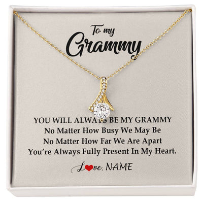 Alluring Beauty Necklace 18K Yellow Gold Finish | Personalized Grammy Necklace From Grandkids Granddaughter Grandson You're Always In My Heart Grammy Birthday Mothers Day Customized Gift Box Message Card | teecentury