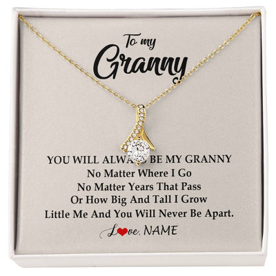 Alluring Beauty Necklace 18K Yellow Gold Finish | Personalized Granny Necklace From Grandkids Granddaughter Grandson You Will Always Be My Granny Birthday Mothers Day Christmas Customized Gift Box Message Card | teecentury