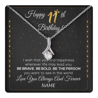 Alluring Beauty Necklace 14K White Gold Finish | 1 | Personalized Happy 11th Birthday Necklace For Her Women Daughter Niece Sister Goddaughter Granddaughter 11 Year Old Birthday Customized Gift Box Message Card | teecentury.myshopify