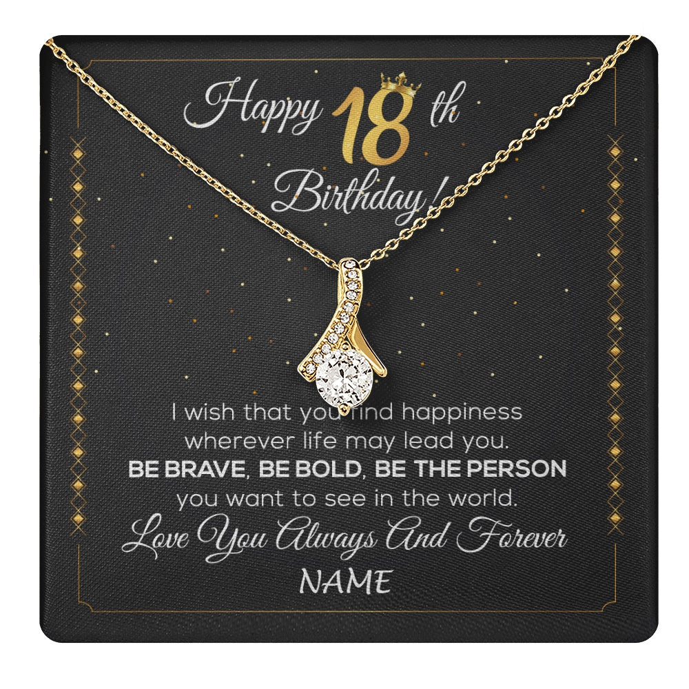 Alluring Beauty Necklace 18K Yellow Gold Finish | 1 | Personalized Happy 18Th Birthday Necklace For Her Women Daughter Niece Sister Goddaughter Granddaughter 18 Year Old Birthday Customized Gift Box Message Card | teecentury.myshopify
