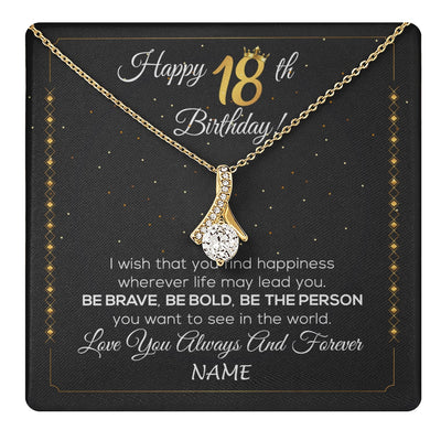 Alluring Beauty Necklace 18K Yellow Gold Finish | 1 | Personalized Happy 18Th Birthday Necklace For Her Women Daughter Niece Sister Goddaughter Granddaughter 18 Year Old Birthday Customized Gift Box Message Card | teecentury.myshopify