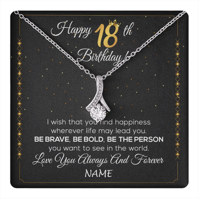 Alluring Beauty Necklace 14K White Gold Finish | 1 | Personalized Happy 18Th Birthday Necklace For Her Women Daughter Niece Sister Goddaughter Granddaughter 18 Year Old Birthday Customized Gift Box Message Card | teecentury.myshopify