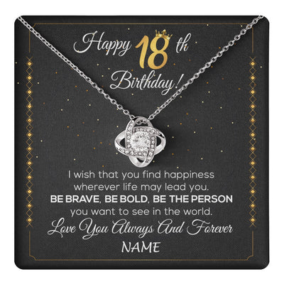 Love Knot Necklace 14K White Gold Finish | 1 | Personalized Happy 18Th Birthday Necklace For Her Women Daughter Niece Sister Goddaughter Granddaughter 18 Year Old Birthday Customized Gift Box Message Card | teecentury.myshopify
