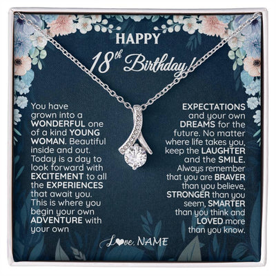 Alluring Beauty Necklace 14K White Gold Finish | 1 | Personalized Happy 18th Birthday Gifts Necklace Sweet Fifteen 18th Year Old Girl Birthday Gift Ideas For Her Daughter Niece Jewelry Gift Box Message Card | teecentury