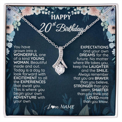 Alluring Beauty Necklace 14K White Gold Finish | 1 | Personalized Happy 20th Birthday Gifts Necklace Sweet Fifteen 20th Year Old Girl Birthday Gift Ideas For Her Daughter Niece Jewelry Gift Box Message Card | teecentury