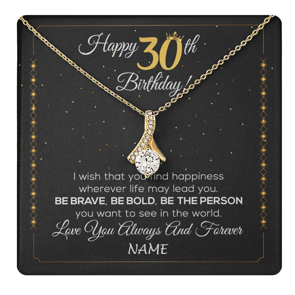 Alluring Beauty Necklace 18K Yellow Gold Finish | 1 | Personalized Happy 30Th Birthday Necklace For Her Women Daughter Niece Sister Goddaughter Granddaughter 30 Year Old Birthday Customized Gift Box Message Card | teecentury.myshopify