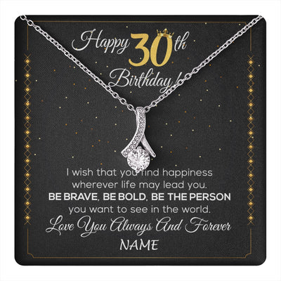 Alluring Beauty Necklace 14K White Gold Finish | 1 | Personalized Happy 30Th Birthday Necklace For Her Women Daughter Niece Sister Goddaughter Granddaughter 30 Year Old Birthday Customized Gift Box Message Card | teecentury.myshopify