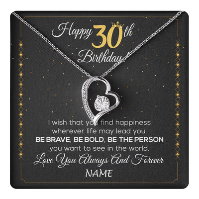 Forever Love Necklace 14K White Gold Finish | 1 | Personalized Happy 30Th Birthday Necklace For Her Women Daughter Niece Sister Goddaughter Granddaughter 30 Year Old Birthday Customized Gift Box Message Card | teecentury.myshopify
