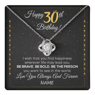 Love Knot Necklace 14K White Gold Finish | 1 | Personalized Happy 30Th Birthday Necklace For Her Women Daughter Niece Sister Goddaughter Granddaughter 30 Year Old Birthday Customized Gift Box Message Card | teecentury.myshopify