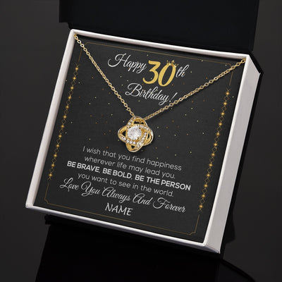 Love Knot Necklace 18K Yellow Gold Finish | 2 | Personalized Happy 30Th Birthday Necklace For Her Women Daughter Niece Sister Goddaughter Granddaughter 30 Year Old Birthday Customized Gift Box Message Card | teecentury.myshopify