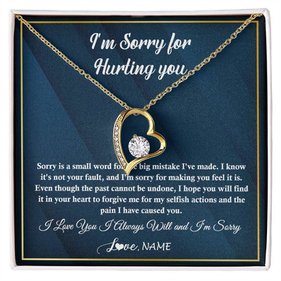 Forever Love Necklace 18K Yellow Gold Finish | 1 | Personalized I'M Sorry Apology Necklace For Wife Girlfriend Forgive Me Sorry Gift Friend Partner Apology Pendant Jewelry Customized Gift Box Message Card | teecentury