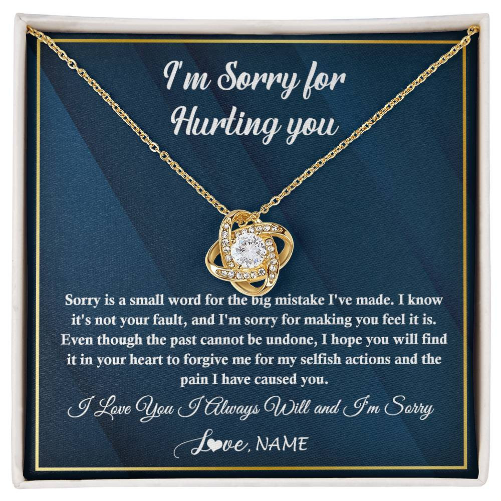 Love Knot Necklace 18K Yellow Gold Finish | 1 | Personalized I'M Sorry Apology Necklace For Wife Girlfriend Forgive Me Sorry Gift Friend Partner Apology Pendant Jewelry Customized Gift Box Message Card | teecentury
