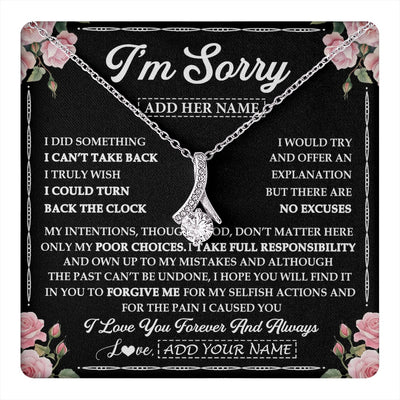 Alluring Beauty Necklace 14K White Gold Finish | 1 | Personalized I'm Sorry Necklace Gifts For Her Wife Girlfriend Soulmate Pendant Forgive Me Customized Apology Gift For Her Custom Gift Box Message Card | https://teecentury.