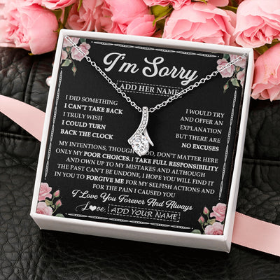 Alluring Beauty Necklace 14K White Gold Finish | 2 | Personalized I'm Sorry Necklace Gifts For Her Wife Girlfriend Soulmate Pendant Forgive Me Customized Apology Gift For Her Custom Gift Box Message Card | https://teecentury.