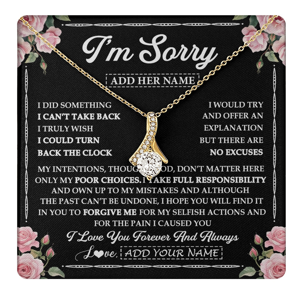 Alluring Beauty Necklace 18K Yellow Gold Finish | 1 | Personalized I'm Sorry Necklace Gifts For Her Wife Girlfriend Soulmate Pendant Forgive Me Customized Apology Gift For Her Custom Gift Box Message Card | https://teecentury.