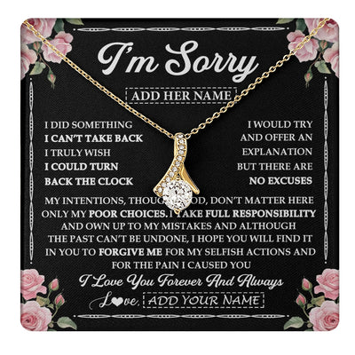 Alluring Beauty Necklace 18K Yellow Gold Finish | 1 | Personalized I'm Sorry Necklace Gifts For Her Wife Girlfriend Soulmate Pendant Forgive Me Customized Apology Gift For Her Custom Gift Box Message Card | https://teecentury.