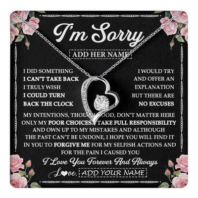 Forever Love Necklace 14K White Gold Finish | 1 | Personalized I'm Sorry Necklace Gifts For Her Wife Girlfriend Soulmate Pendant Forgive Me Customized Apology Gift For Her Custom Gift Box Message Card | https://teecentury.