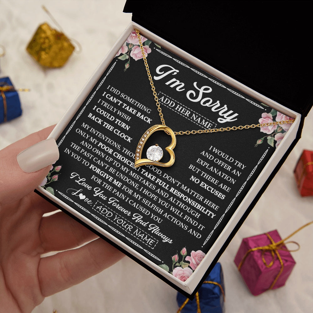 Forever Love Necklace 18K Yellow Gold Finish | 2 | Personalized I'm Sorry Necklace Gifts For Her Wife Girlfriend Soulmate Pendant Forgive Me Customized Apology Gift For Her Custom Gift Box Message Card | https://teecentury.