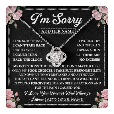 Love Knot Necklace 14K White Gold Finish | 1 | Personalized I'm Sorry Necklace Gifts For Her Wife Girlfriend Soulmate Pendant Forgive Me Customized Apology Gift For Her Custom Gift Box Message Card | https://teecentury.