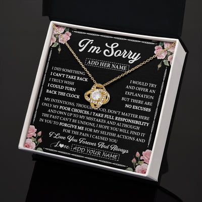 Love Knot Necklace 18K Yellow Gold Finish | 2 | Personalized I'm Sorry Necklace Gifts For Her Wife Girlfriend Soulmate Pendant Forgive Me Customized Apology Gift For Her Custom Gift Box Message Card | https://teecentury.
