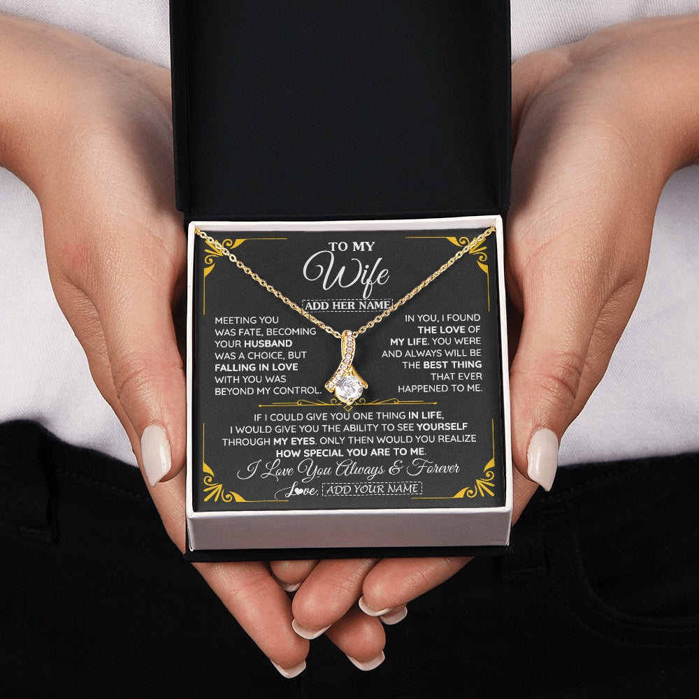 Alluring Beauty Necklace 18K Yellow Gold Finish | 2 | Personalized Jewelry To My Wife Necklace From Husband Metting You Gift For Wife Romantic Birthday Valentines For Her Christmas Custom Gift Box Message Card | https://teecentury.