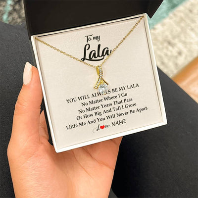 Alluring Beauty Necklace 18K Yellow Gold Finish | Personalized Lala Necklace From Grandkids Granddaughter Grandson You Will Always Be My Lala Birthday Mothers Day Christmas Customized Gift Box Message Card | teecentury