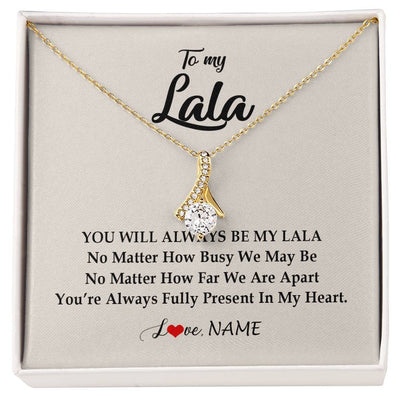 Alluring Beauty Necklace 18K Yellow Gold Finish | Personalized Lala Necklace From Grandkids Granddaughter Grandson You're Always In My Heart Lala Birthday Mothers Day Christmas Customized Gift Box Message Card | teecentury