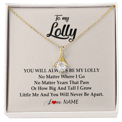 Alluring Beauty Necklace 18K Yellow Gold Finish | Personalized Lolly Necklace From Grandkids Granddaughter Grandson You Will Always Be My Lolly Birthday Mothers Day Christmas Customized Gift Box Message Card | teecentury