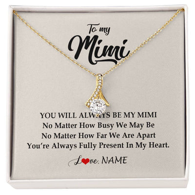 Alluring Beauty Necklace 18K Yellow Gold Finish | Personalized Mimi Necklace From Grandkids Granddaughter Grandson You're Always In My Heart Mimi Birthday Mothers Day Christmas Customized Gift Box Message Card | teecentury