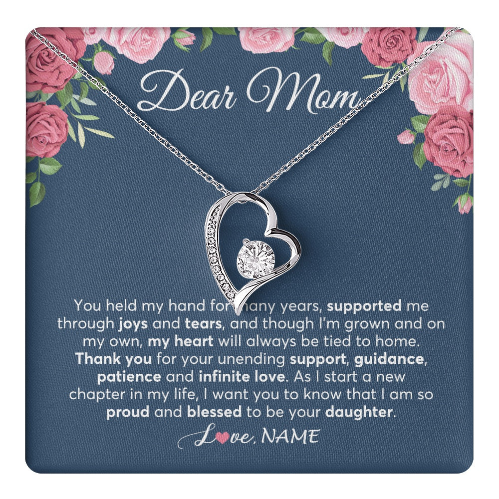 Forever Love Necklace 14K White Gold Finish | 1 | Personalized Mom Mother Of The Bride From Daughter Necklace Thank You Mother And Daughter Wedding Gifts For Mom On Wedding Day Customized Gift Box Message Card | teecentury.myshopify