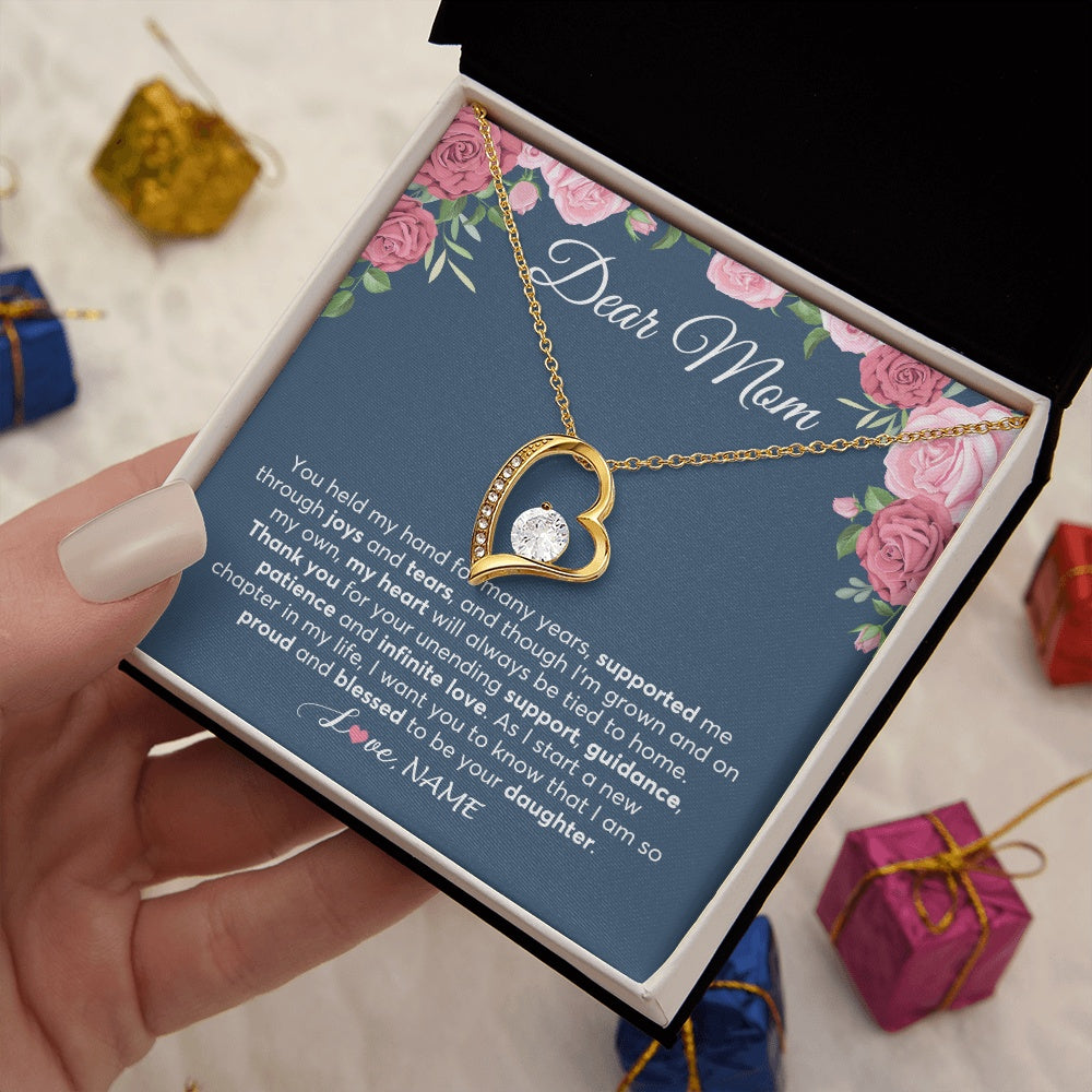 Forever Love Necklace 18K Yellow Gold Finish | 2 | Personalized Mom Mother Of The Bride From Daughter Necklace Thank You Mother And Daughter Wedding Gifts For Mom On Wedding Day Customized Gift Box Message Card | teecentury.myshopify