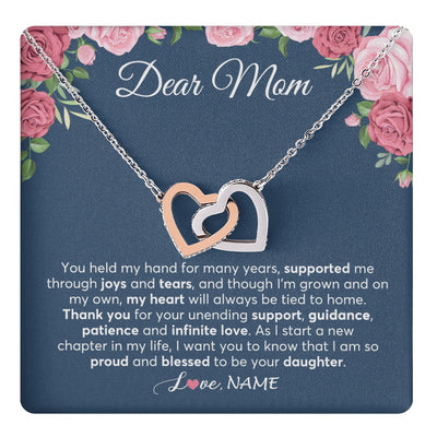 Interlocking Hearts Necklace Stainless Steel & Rose Gold Finish | 1 | Personalized Mom Mother Of The Bride From Daughter Necklace Thank You Mother And Daughter Wedding Gifts For Mom On Wedding Day Customized Gift Box Message Card | teecentury.myshopify