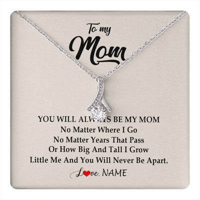 Alluring Beauty Necklace 14K White Gold Finish | 1 | Personalized Mom Necklace From Daughter Son You Will Always Be My Mom Birthday Mothers Day Christmas Customized Gift Box Message Card | teecentury