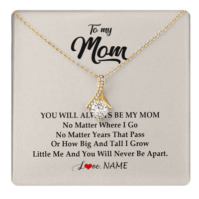 Alluring Beauty Necklace 18K Yellow Gold Finish | 1 | Personalized Mom Necklace From Daughter Son You Will Always Be My Mom Birthday Mothers Day Christmas Customized Gift Box Message Card | teecentury