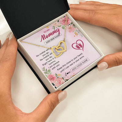 Interlocking Hearts Necklace 18K Yellow Gold Finish | 2 | Personalized Mommy To Be Gift Pregnancy Gifts To My Mommy From Baby Bump Necklace Expecting Mom Gifts New Mothers Day Jewellery Custom Gift Box Message Card | https://teecentury.