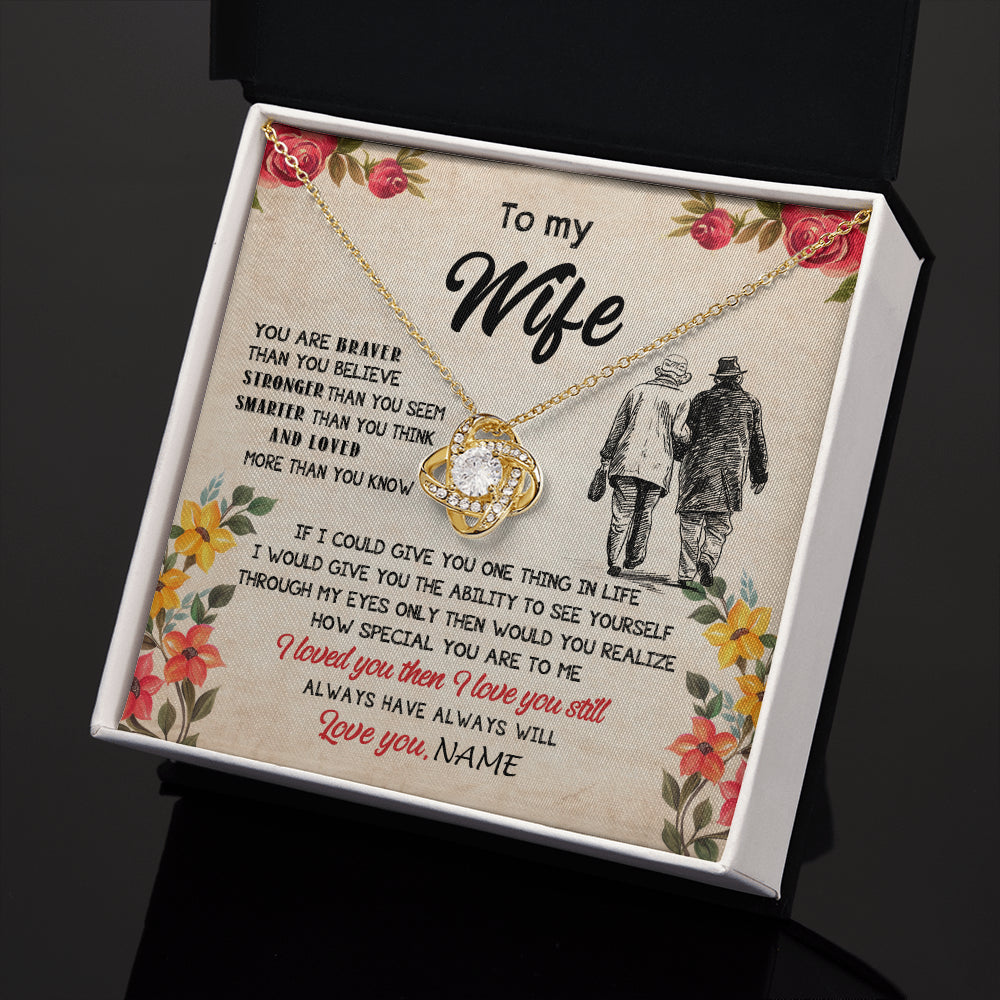 Love Knot Necklace 18K Yellow Gold Finish | 2 | Personalized My Wife Necklace From Husband Grow Old Together Wife Wedding Anniversary Day Birthday Gifts Christmas Jewelry For Her Gift Box Message Card | teecentury
