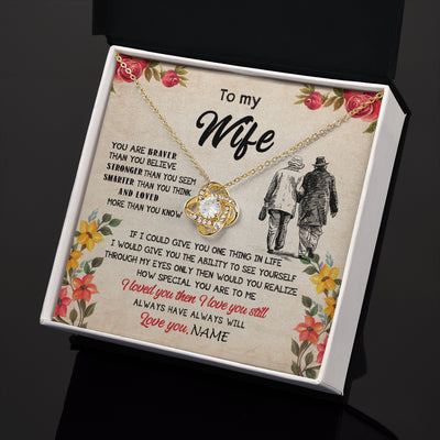 Love Knot Necklace 18K Yellow Gold Finish | 2 | Personalized My Wife Necklace From Husband Grow Old Together Wife Wedding Anniversary Day Birthday Gifts Christmas Jewelry For Her Gift Box Message Card | teecentury