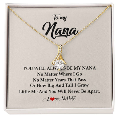Alluring Beauty Necklace 18K Yellow Gold Finish | Personalized Nana Necklace From Grandkids Granddaughter Grandson You Will Always Be My Nana Birthday Mothers Day Christmas Customized Gift Box Message Card | teecentury