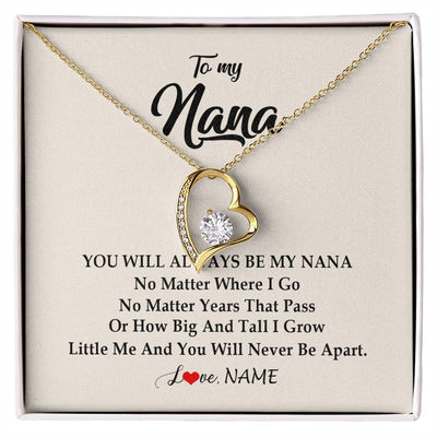 Forever Love Necklace 18K Yellow Gold Finish | Personalized Nana Necklace From Grandkids Granddaughter Grandson You Will Always Be My Nana Birthday Mothers Day Christmas Customized Gift Box Message Card | teecentury