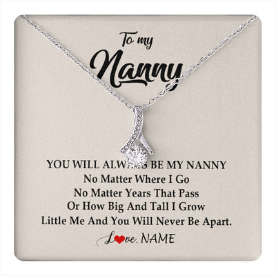 Alluring Beauty Necklace 14K White Gold Finish | 1 | Personalized Nanny Necklace You Will Always Be My Nanny Birthday Mothers Day Christmas Customized Gift Box Message Card | teecentury