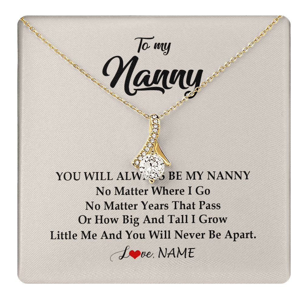 Alluring Beauty Necklace 18K Yellow Gold Finish | 1 | Personalized Nanny Necklace You Will Always Be My Nanny Birthday Mothers Day Christmas Customized Gift Box Message Card | teecentury