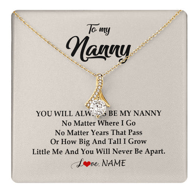 Alluring Beauty Necklace 18K Yellow Gold Finish | 1 | Personalized Nanny Necklace You Will Always Be My Nanny Birthday Mothers Day Christmas Customized Gift Box Message Card | teecentury